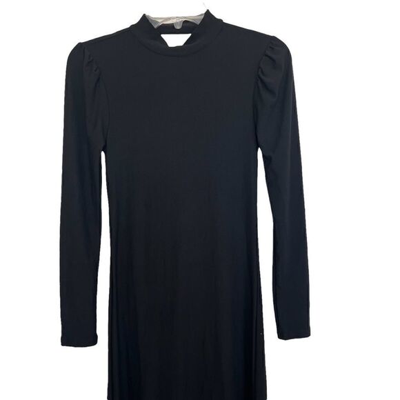 Aqua Black Open Back Puff Sleeve Midi Dress Size XS - Picture 5 of 8